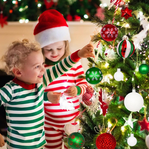 Set di 44 Palline di Natale di Lusso, Ornamenti in Plastica di Alta Qualità da 8 cm con Finitura Simil-Cristallo, Dettagli Artigianali, Confezionati in Scatole - Product Image 2