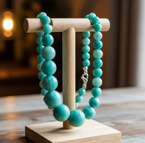 High Quality 18-Inch <b>Silver</b> 925 <b>Necklace</b> for Women Trendy Freshwater Fashion Hand Knotted Design Natural Amazonite Stone Beads - Product Image 4