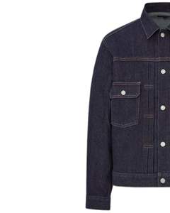 แจ็คเก็ตยีนส์สีน้ำเงินเข้มสำหรับผู้ชายพร้อมกระดุมด้านหน้า ดีไซน์กระเป๋าเย็บหนา สไตล์คลาสสิก ลำลอง สตรีทแวร์ เสื้อคลุม - Product Image 3