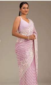 La última blusa étnica de diseño indio Bollywood Georgette Sare, exclusiva, elegante, para fiestas, bodas y festivales, para mujeres y niñas - Product Image 3