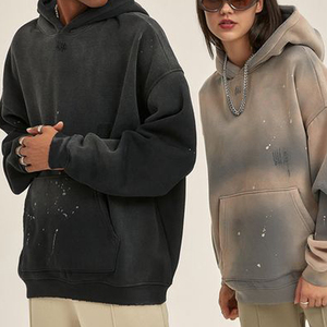 Mens Oversizd Acid Wash Hoodies Heavyweight Vintage Washed Fleece Sweat à capuche pour hommes femmes - Product Image 5