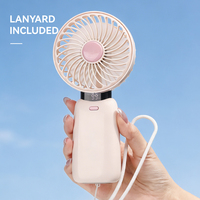 Mini ventilateur portable rechargeable par USB avec écran numérique couleur macaron, batterie super puissante 6000 mAh, pour filles
