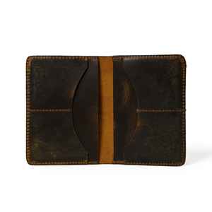 Genuine Cowhide Leather Luxury Mini <b>Wallet</b> Casual Open Closure Slim Purse with Vintage Design - Product Image 3