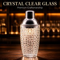 Shaker à cocktails en verre gaufré avec couvercle métallique, ensemble de 3 verres à mélanger pour bar à domicile, fête, préparation de cocktails, OEM ODM, vente en gros