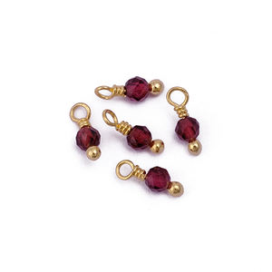 Mini collar de cuentas individuales chapado en oro, colgante de granate, abalorios de piedras preciosas pequeñas para joyería, colgantes de moda, abalorios - Product Image 1