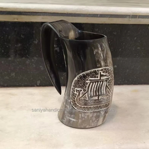 Taza de cuerno de vino vikingo de alta calidad 100%, tendencia superior, estilo europeo, cuerno tallado para beber, jarra de cuerno de buey de Búfalo, café de ágata - Product Image 1