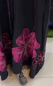 Elegante modesto bordado a mano flores de terciopelo para mujer con diamante trabajo Abayas vestidos tradicionales formales tela transpirable - Product Image 2