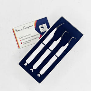 Pince à cils en acier inoxydable solide et mince à 90 degrés avec logo gravé personnalisé Outil d'extensions de cils de beauté testé à la main - Product Image 5