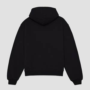 Vente en gros de pull à capuche 100% coton sur mesure OEM service uni noir poche kangourou fermeture éclair conception bouffée impression 6XL hiver - Product Image 2
