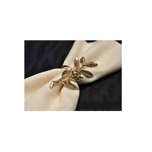 Design élégant en laiton plaqué or avec feuilles en relief Design rond rond de serviette pour la décoration de table - Product Image 1