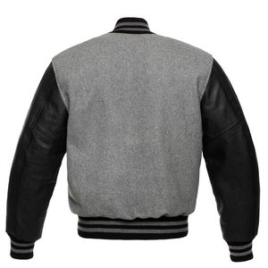 Chaqueta de lana gris jaspeado para hombre, chaqueta de béisbol universitaria de gran tamaño con letras deportivas de calle secundaria personalizada para hombre, envío DDP - Product Image 2