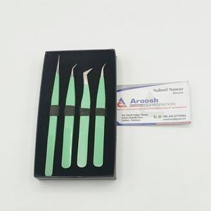 Pince à épiler russe en acier inoxydable verte à 45 degrés d'isolation avec logo personnalisé avec poignée en diamant Design pointu - Product Image 2