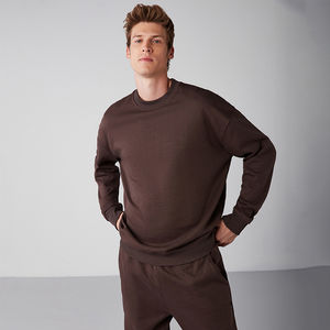 ชุดวอร์มผ้าฝ้าย100% มีฮู้ดและกางเกงวอร์มพิมพ์ลายนูนสำหรับผู้ชาย - Product Image 4