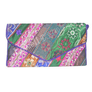 Large Capacity Zipper Closure Clutch Multicolor Bohemian Traditional Embroidered Handmade Cotton Portable for Weddings Travel - Product Image 1