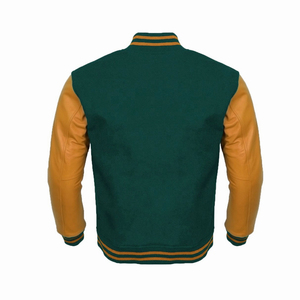 แจ็กเก็ตกันลมของผู้ชายพร้อมแขนหนังโลโก้ตามสั่ง - Product Image 2