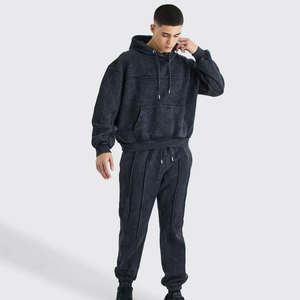 Sudadera con capucha personalizada Unisex diseñador bordado terciopelo chándal liso hombres pulóver chándales personalizar ácido lavado chándal - Product Image 6