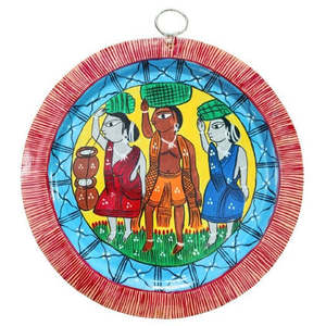 Mukherjee Handicrafts Exquisite Handpainted Aluminium <b>Plate</b> Patachitra Art <b>Wall</b> Hanging 23cm X 23cm - Product Image 1