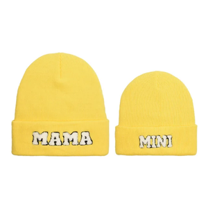 Gorro de lana de otoño e invierno, gorros cálidos de Color puro, gorro de punto con nuevas letras bordadas - Product Image 3
