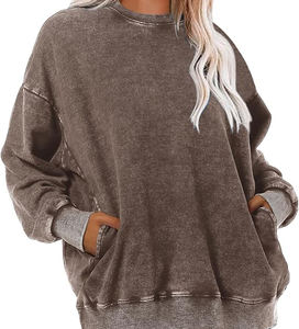 Sudadera Holgada Extra Grande de Alta Calidad para Mujer, Estilo Vintage, Cuello Redondo, con Bolsillos, Lavada al Ácido, 2025 - Product Image 4
