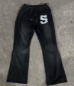 Pantalon de survêtement jambe droite personnalisé Streetwear 100% coton éponge française Vintage imprimé en détresse lavage à l'acide pantalons de survêtement hommes - Product Image 2