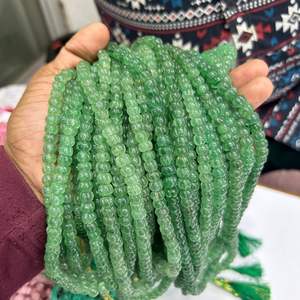 Cuentas de piedras preciosas de sandía talladas lisas de cuarzo de fresa verde Natural de 8 ", cuentas de calabaza hechas a mano sueltas, fabricación de joyas artesanales - Product Image 4