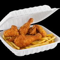 ProTakeOut Contenitori da Asporto in Plastica Bianca, 8.3x8.3 Pollici, Spessore 2.7 Pollici, Confezione da 150, Resistenti e Adatte al Microonde, con Chiusura Angolare a 1 Scomparto