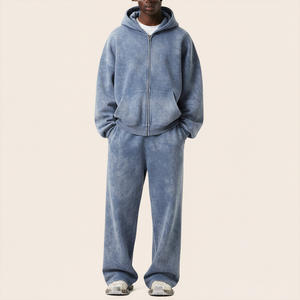 Survêtement à capuche unisexe personnalisé style streetwear 100% coton, solution de marque en gros, support d'emballage avec logo, production directe usine - Product Image 1