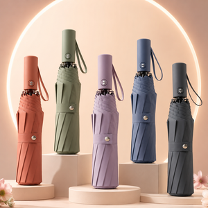 Compact Advertising UPF50+ UV Protective 8m/s <b>Windproof</b> Automatic Open Lightweight Travel Custom 3 Folding <b>Umbrella</b> With Logo - Product Image 1