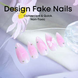 Faux ongles en ABS, ongles à presser, <span class=keywords><strong>forme</strong></span> carrée, ongles artificiels, kit de manucure avec lime à ongles et strass - Product Image 2