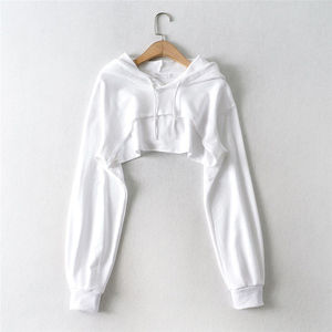 Wholesale Women Girls Casual Hooded Sweatshirts Long Sleeve Winter Autumn Fashion Oversized Sublimation <b>Crop</b> <b>Top</b> Hoodies - Product Image 3