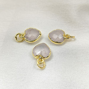 Wholesale 10mm <b>Rose</b> <b>Quartz</b> <b>Heart</b> Shaped Pendant Gold Plated Sterling Silver Jewelry for DIY Jewelry Making and Gift Giving - Product Image 1