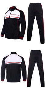 Survêtement de jogging décontracté de haute qualité Zip Up Navy Red Strips Logo personnalisé 100% Polyester Sport Survêtement Running Gym Wear costume - Product Image 5