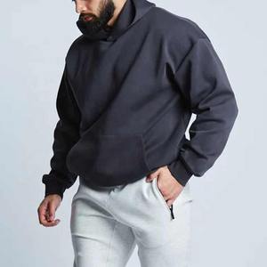 100% Cotton Plain Pullover Custom Printed <b>Men's</b> Oversized Hoodie Zipper Design Stand Thick Fleece Baggy <b>Cropped</b> for Winter - Product Image 4