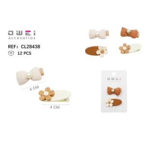 Beige Bow Hairpins with Small Flower Design Pairs of Stylish <b>Hair</b> <b>Styling</b> <b>Accessories</b> - Product Image 1