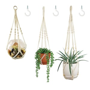 Elegante colgador de plantas de macramé hecho a mano, soporte tejido de algodón, maceta colgante decorativa para sala de estar, dormitorio, Patio - Product Image 4