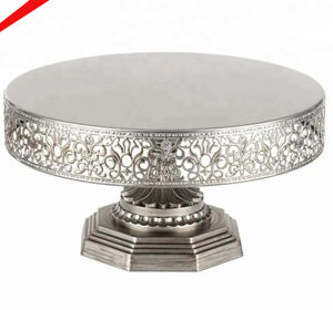 High Quality Silver Finished Metal 2 <b>Tier</b> Designer <b>Cake</b> <b>Stand</b> For Wedding Party Decor - Product Image 2
