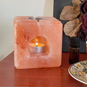 Himalayan Rock Salt Cubic Burner Aroma <b>Oil</b> <b>Diffuser</b> with <b>Oil</b> Warming Plate | Aromatherapy & Healing Light for Spa & Wellness - Product Image 2