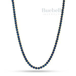 Vente chaude 925 Argent 14K Plaqué Or 5mm Moissanite Diamant Saphir Tennis Chaîne Collier pour Hommes - Product Image 1