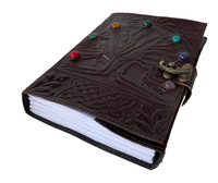 Carnet de notes en cuir marron Seven Stone Tree Life, papier kraft, logo personnalisé vintage, cadeau, carnet de voyage, carnet de croquis, planificateur