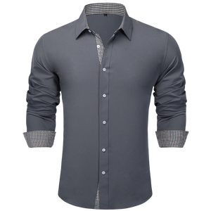 Chemise habillée élégante bleu clair pour homme, coupe ajustée, manches longues, boutonnée, idéale pour le bureau, les occasions formelles, les mariages et les soirées, style chic - Product Image 4