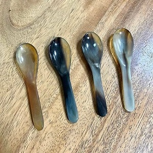 Cubiertos de cuerno de búfalo pulido natural, cucharas pequeñas y tenedores, juego de vajilla de buey, servidor de ensalada para fiestas, hecho a mano en la India - Product Image 1