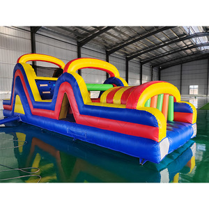 Pista de Obstáculos Inflable de PVC Comercial de 36 Pies con Tobogán y Muro de Escalada para Niños y Adultos, Juego de Entrenamiento - Product Image 1