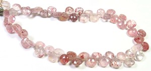 Piedras preciosas sueltas de corte de corazón de cuarzo fresa Natural 6,5-7mm cuentas facetadas Briolette Rosa 9 \ "Strand precio de fábrica - Product Image 3