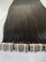 Extensions de cheveux humains vierges Remy 100% vietnamiens de haute qualité, lisses comme des baguettes, à bandes adhésives, bruts, double trame, vente en gros