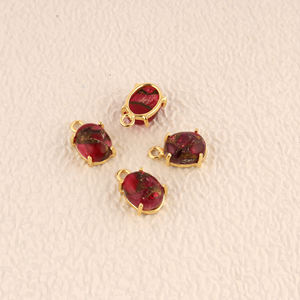 Connecteur de bijoux DIY en gros, rubis de Mohave, turquoise cuivre, ensemble de connecteurs à griffes, connecteur ovale, boucle simple, accessoires en laiton métallique - Product Image 1