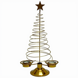 Bougeoir en métal pour décoration de maison, élégant, doré, à 2 niveaux, bougeoir unique pour sapin de Noël, design étoilé - Product Image 4