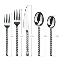Ensemble de couverts de voyage PHC en acier inoxydable plaqué, durable et traditionnel, couteau, fourchette, cuillère, ustensiles de cuisine