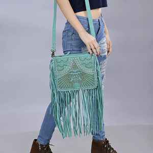 New Premium Quality Leather Bag With <b>Crystal</b> Decorations Branded Bag Western Style Luxury Cowgirl Purse - Product Image 2