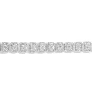 Custom <b>925</b> <b>Sterling</b> <b>Silver</b> Square Cluster Tennis <b>Bracelet</b> Natural Round and Baguette Cut Diamond Fine <b>Bracelet</b> Diamond Jewelry - Product Image 6