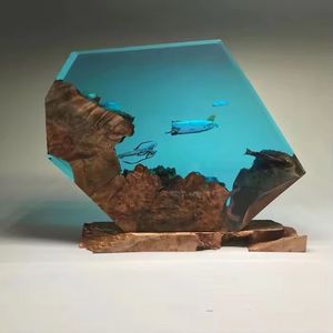Hitop décoration de bureau Art créatif support de lampe en bois naturel plongeur naufrages résine petite lampe de nuit - Product Image 4